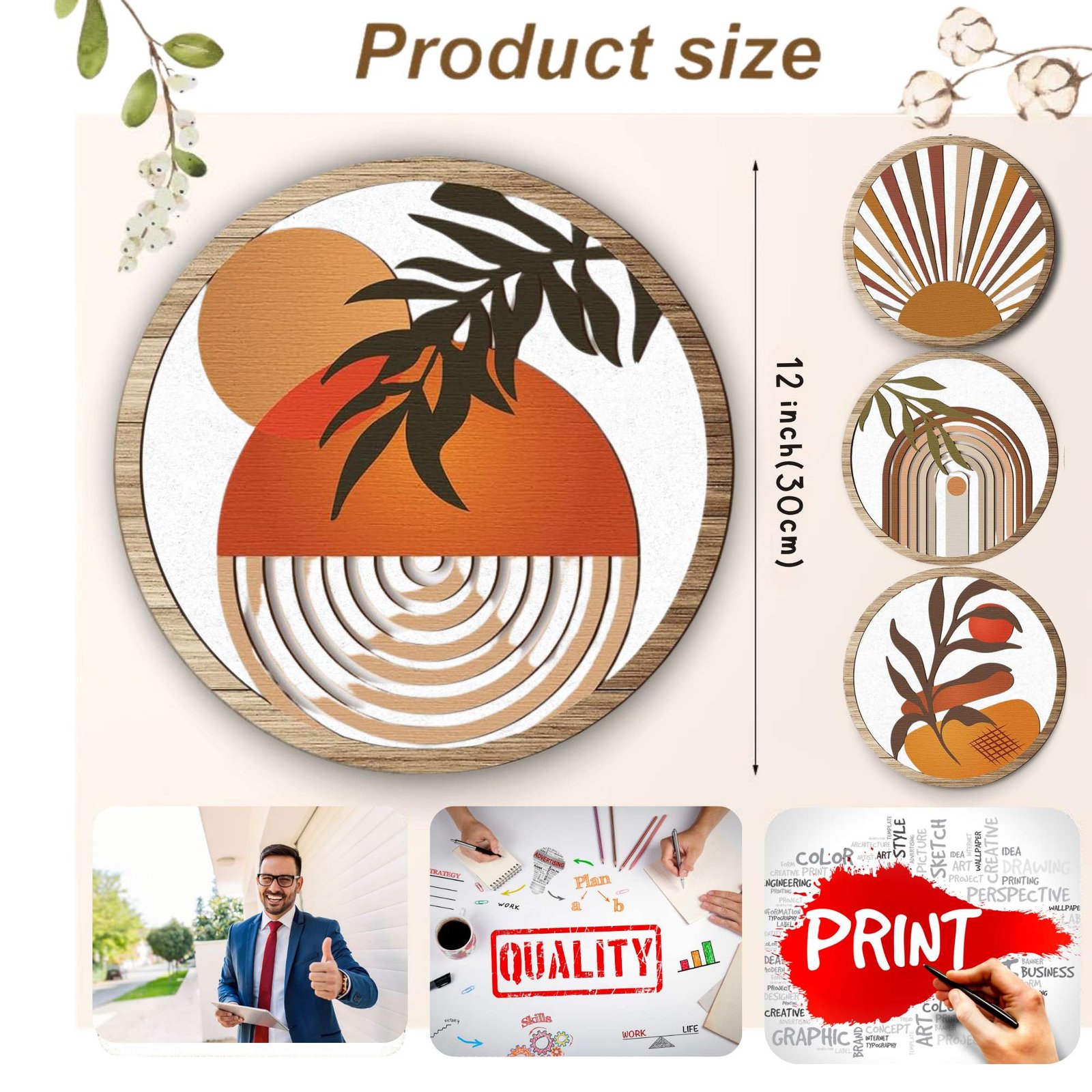 5 PCS Circle Wall Painting - Image 3